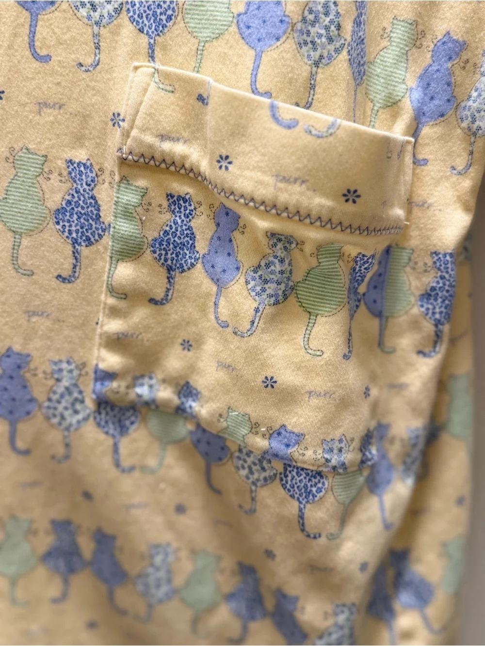 Charter Club Pale Yellow Cat-Print Cotton Robe